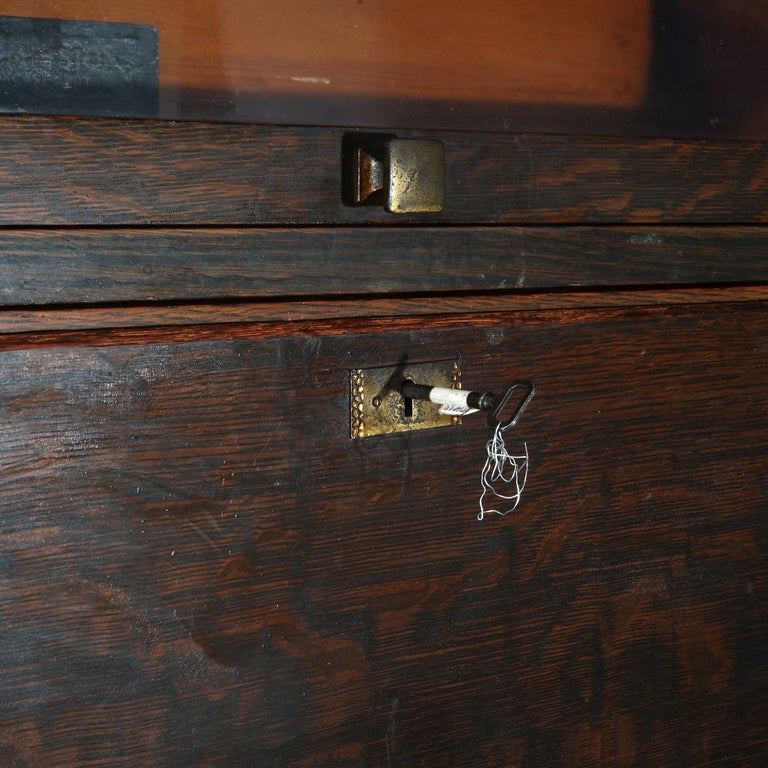 Antique Arts & Crafts Mission Globe Wernicke Oak Five Stack Barrister Secretary