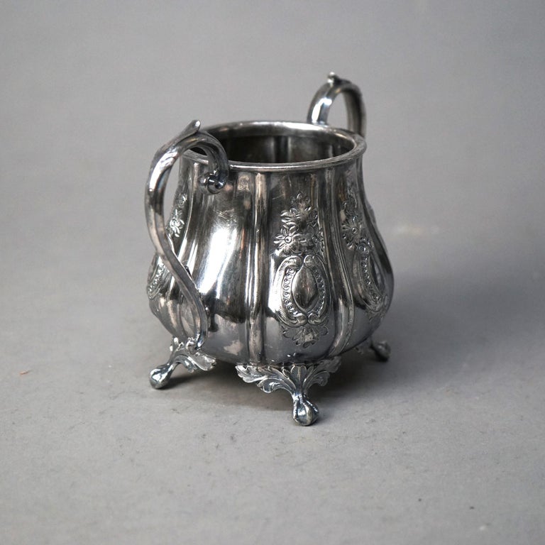 Two Piece Antique Silver Plated Clawfoot Tea Set C1890