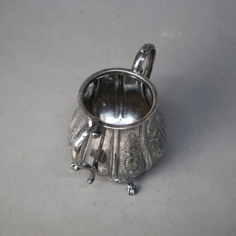 Two Piece Antique Silver Plated Clawfoot Tea Set C1890
