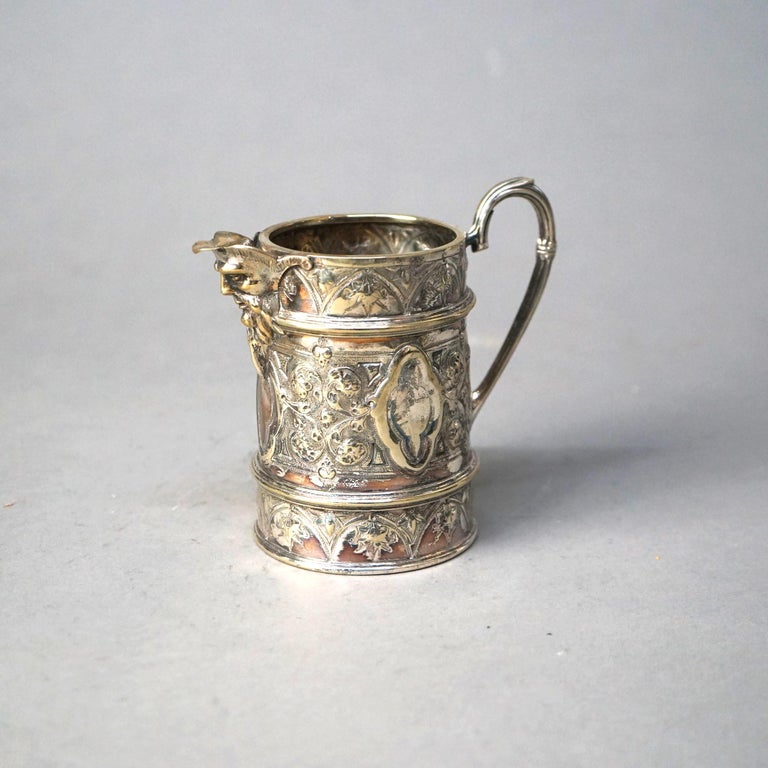Two Piece Antique Silver Plated Creamer and Sugar Bowl Set C1890
