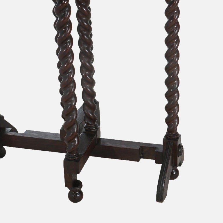 Elizabethan Oak Napkin Folding & Gate Leg Table with Rope Twist Legs C1900