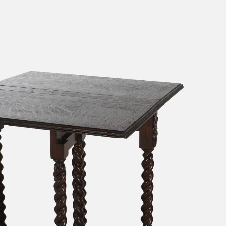 Elizabethan Oak Napkin Folding & Gate Leg Table with Rope Twist Legs C1900