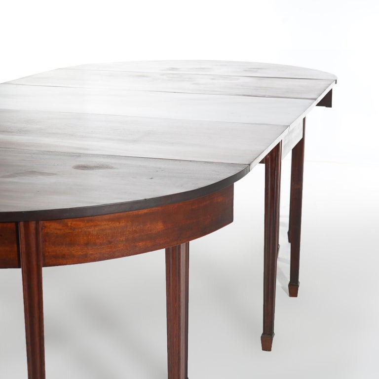 Antique English George III Demi Lune Mahogany Banquet Dining Table Circa 1820