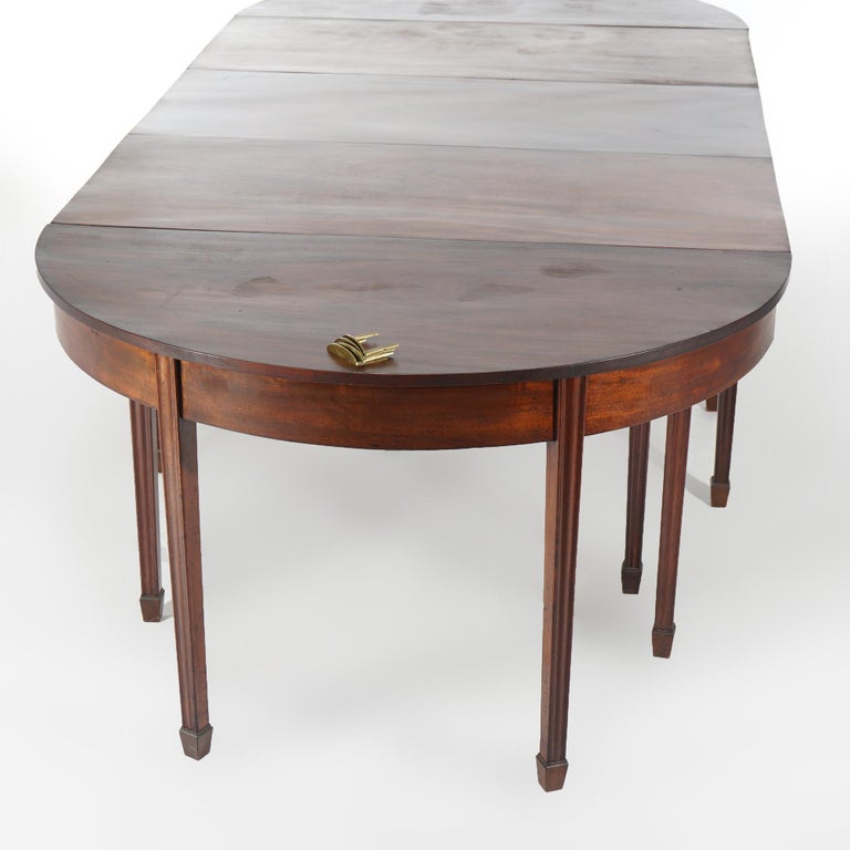 Antique English George III Demi Lune Mahogany Banquet Dining Table Circa 1820
