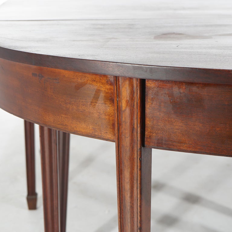Antique English George III Demi Lune Mahogany Banquet Dining Table Circa 1820
