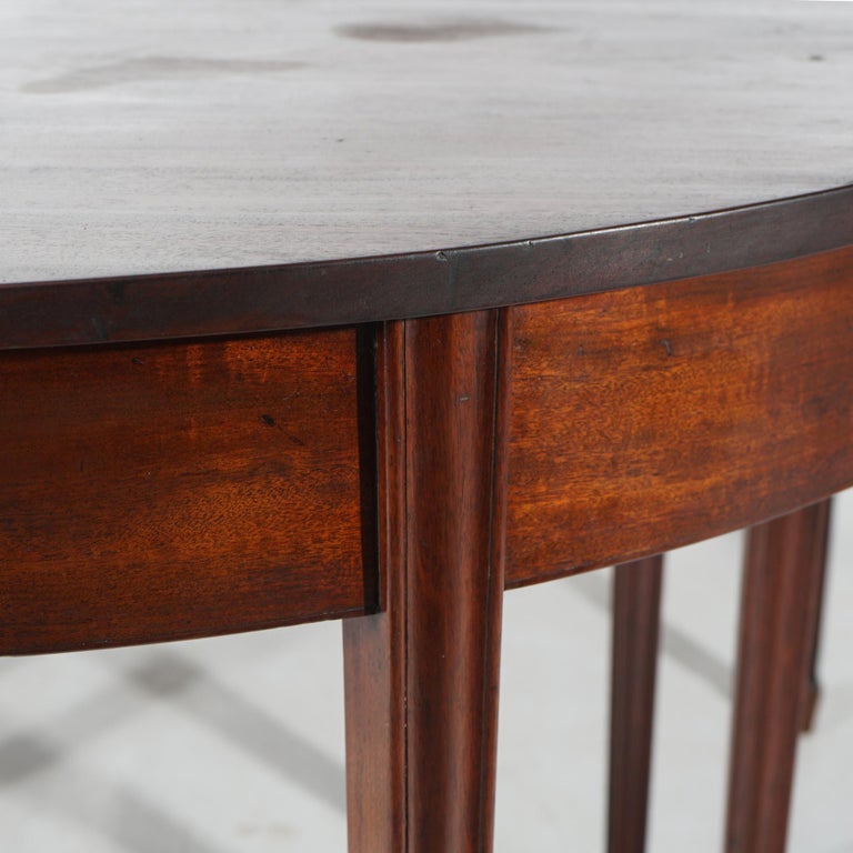 Antique English George III Demi Lune Mahogany Banquet Dining Table Circa 1820