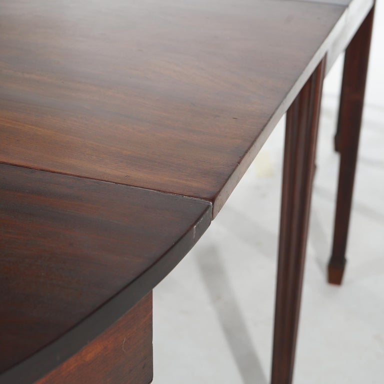 Antique English George III Demi Lune Mahogany Banquet Dining Table Circa 1820