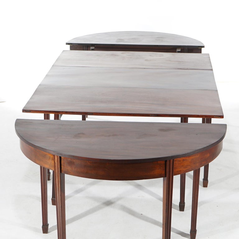 Antique English George III Demi Lune Mahogany Banquet Dining Table Circa 1820