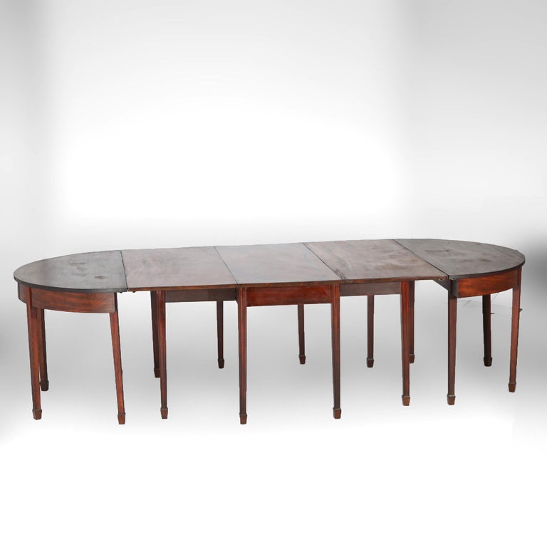 Antique English George III Demi Lune Mahogany Banquet Dining Table Circa 1820