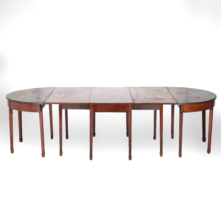 Antique English George III Demi Lune Mahogany Banquet Dining Table Circa 1820
