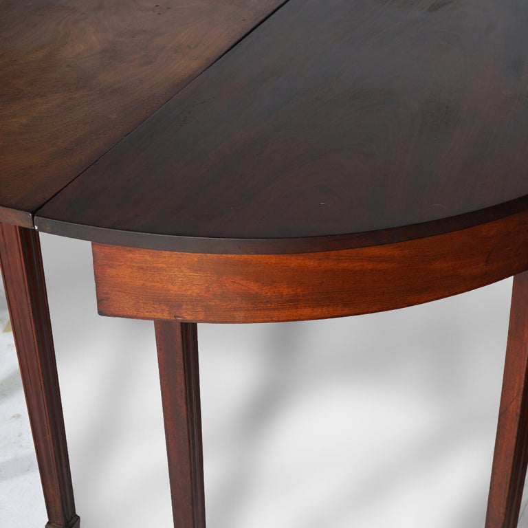 Antique English George III Demi Lune Mahogany Banquet Dining Table Circa 1820
