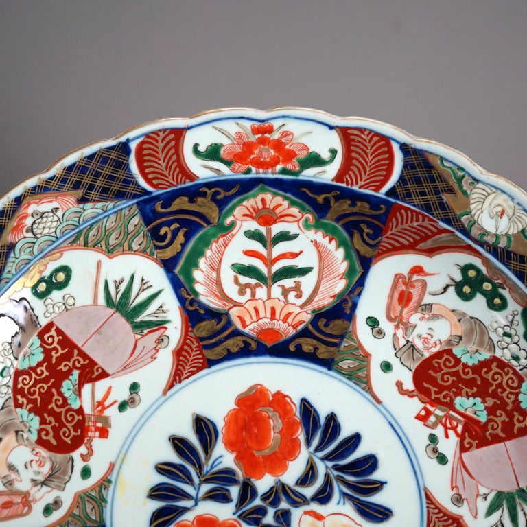 Antique Asian Imari Hand Painted & Gilt Porcelain Charger C1920