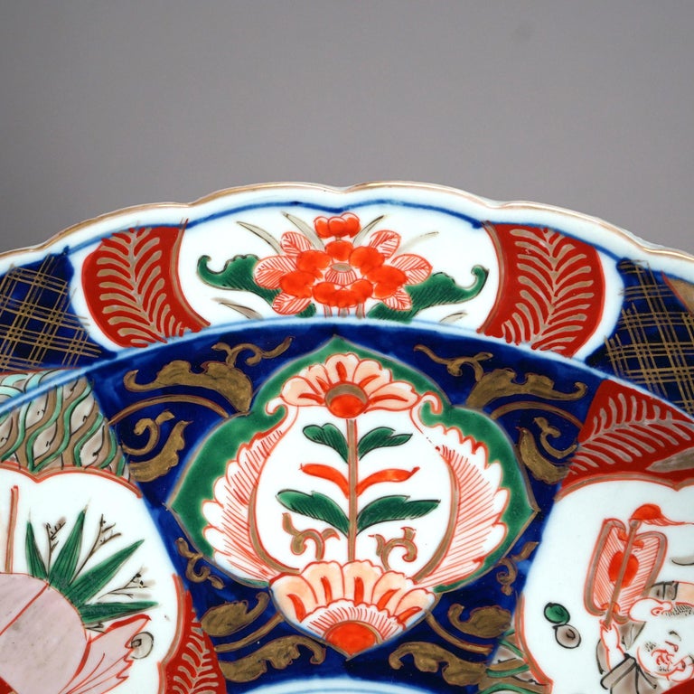 Antique Asian Imari Hand Painted & Gilt Porcelain Charger C1920