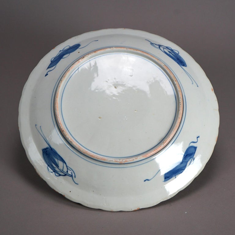 Antique Asian Imari Hand Painted & Gilt Porcelain Charger C1920
