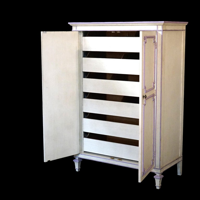 French Style Double Door Armoire by Widdicomb with Eggplant Accents 20thC
