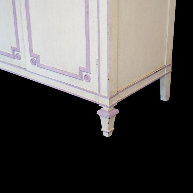 French Style Double Door Armoire by Widdicomb with Eggplant Accents 20thC