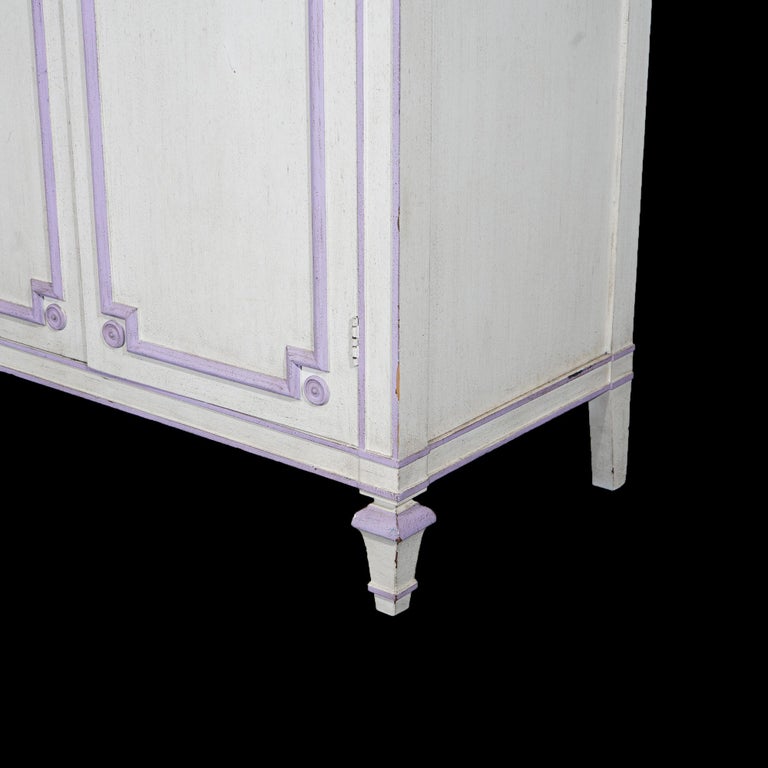 French Style Double Door Armoire by Widdicomb with Eggplant Accents 20thC