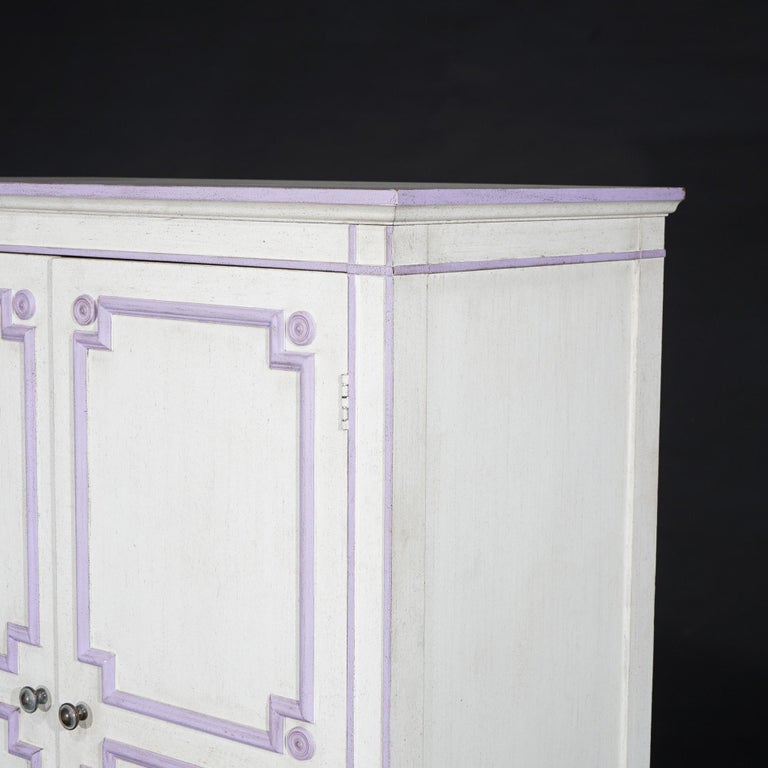 French Style Double Door Armoire by Widdicomb with Eggplant Accents 20thC