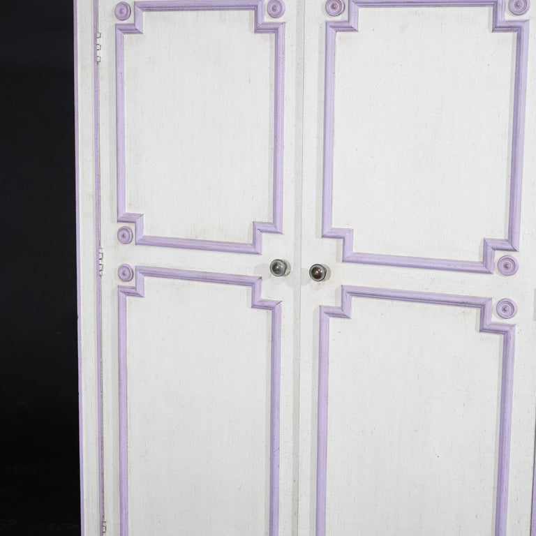 French Style Double Door Armoire by Widdicomb with Eggplant Accents 20thC