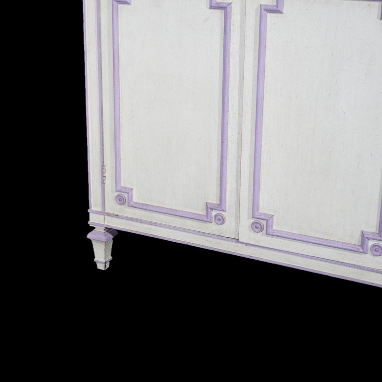 French Style Double Door Armoire by Widdicomb with Eggplant Accents 20thC