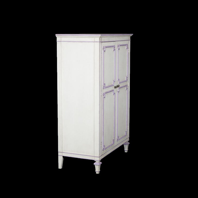 French Style Double Door Armoire by Widdicomb with Eggplant Accents 20thC