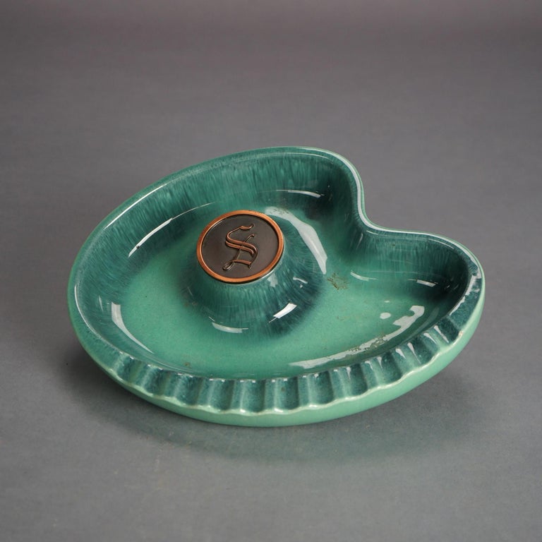 Three Mid Century Modern Roseville Hyde Park Art Pottery Ashtrays Mid 20thC