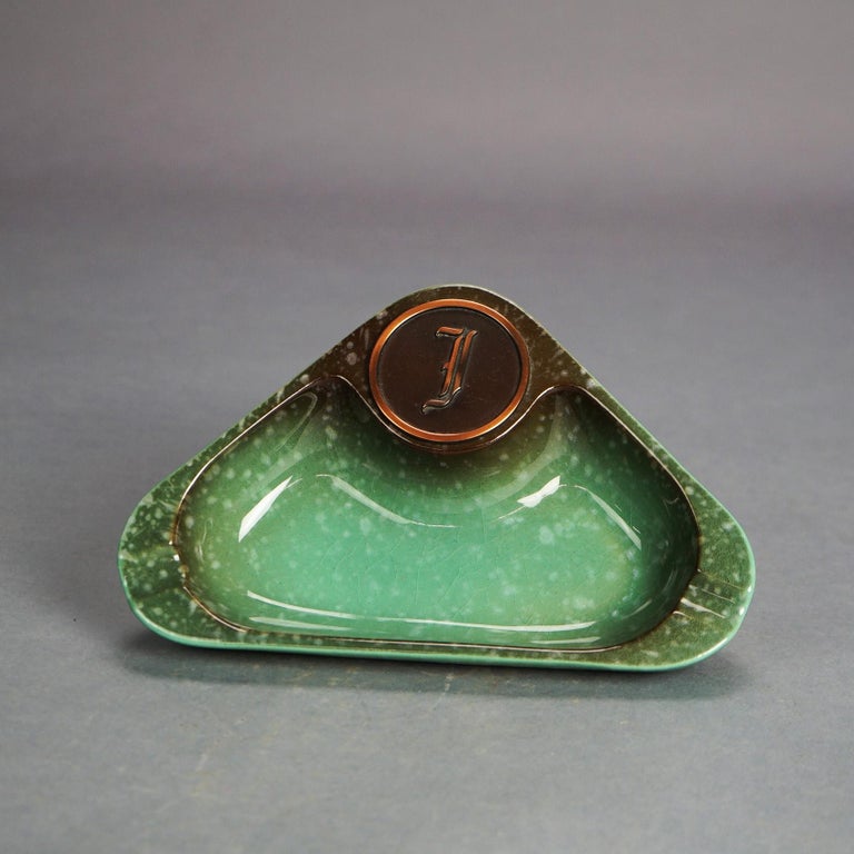 Three Mid Century Modern Roseville Hyde Park Art Pottery Ashtrays Mid 20thC