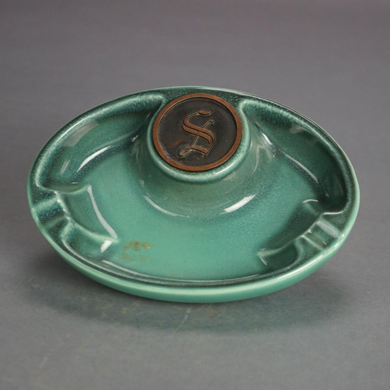 Three Mid Century Modern Roseville Hyde Park Art Pottery Ashtrays Mid 20thC