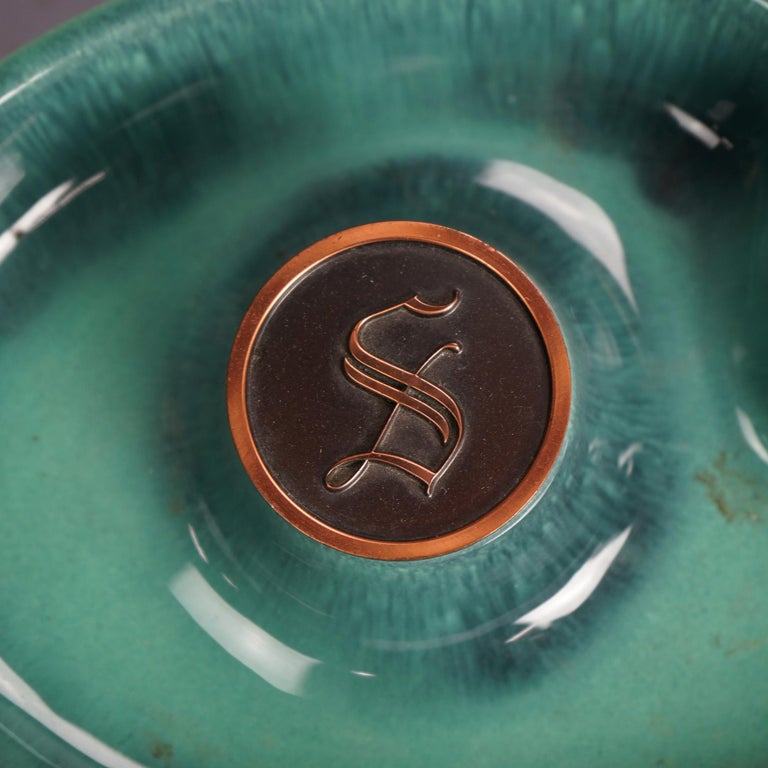 Three Mid Century Modern Roseville Hyde Park Art Pottery Ashtrays Mid 20thC