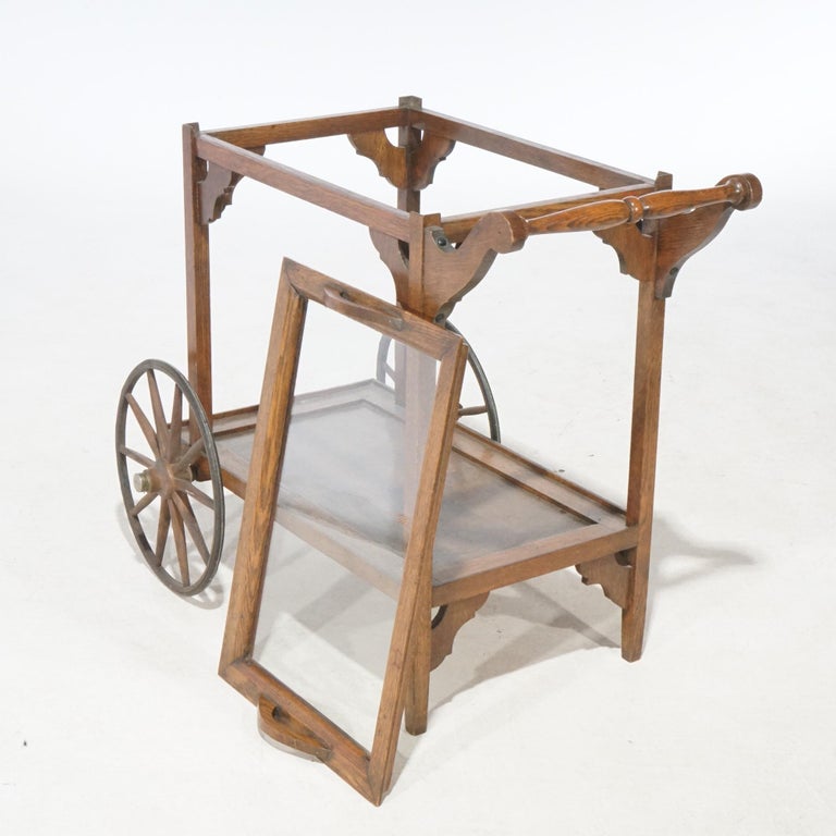 Antique Arts & Crafts Mission Oak Tea Serving Cart, circa 1910