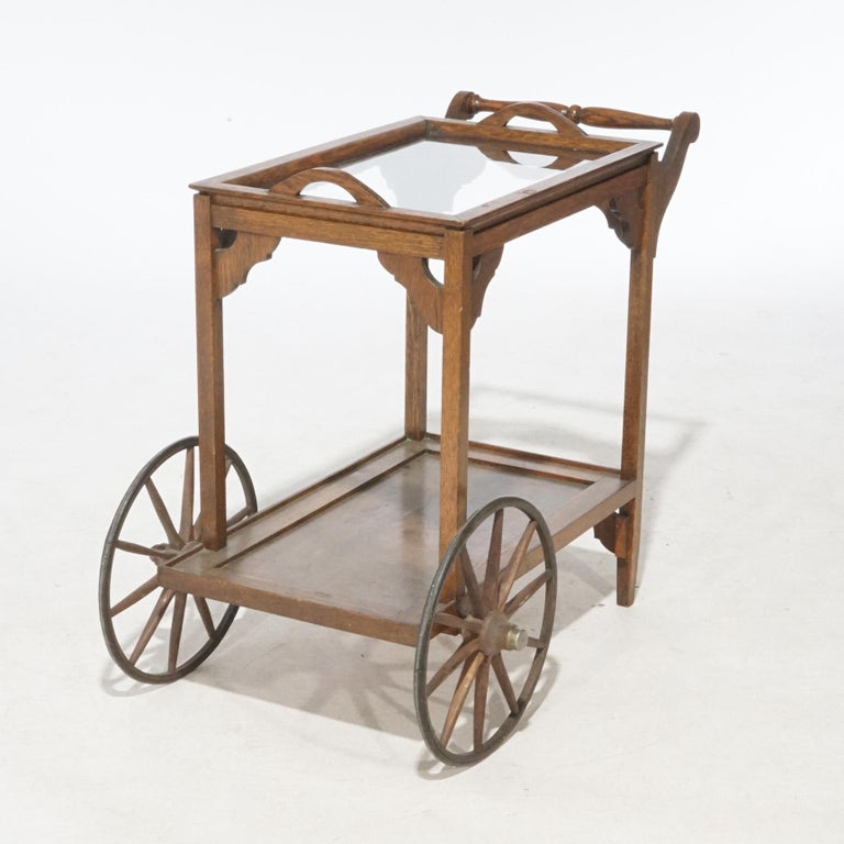 Antique Arts & Crafts Mission Oak Tea Serving Cart, circa 1910