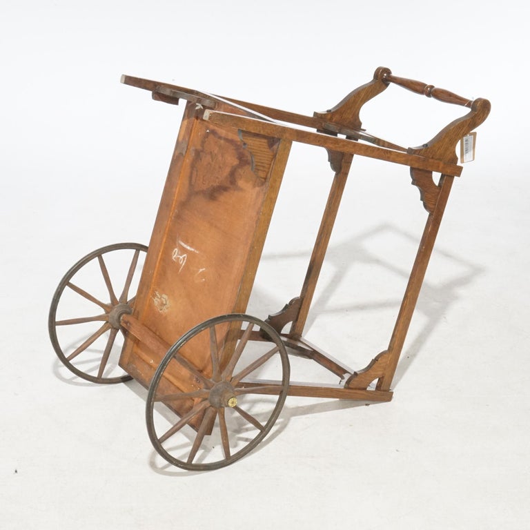 Antique Arts & Crafts Mission Oak Tea Serving Cart, circa 1910