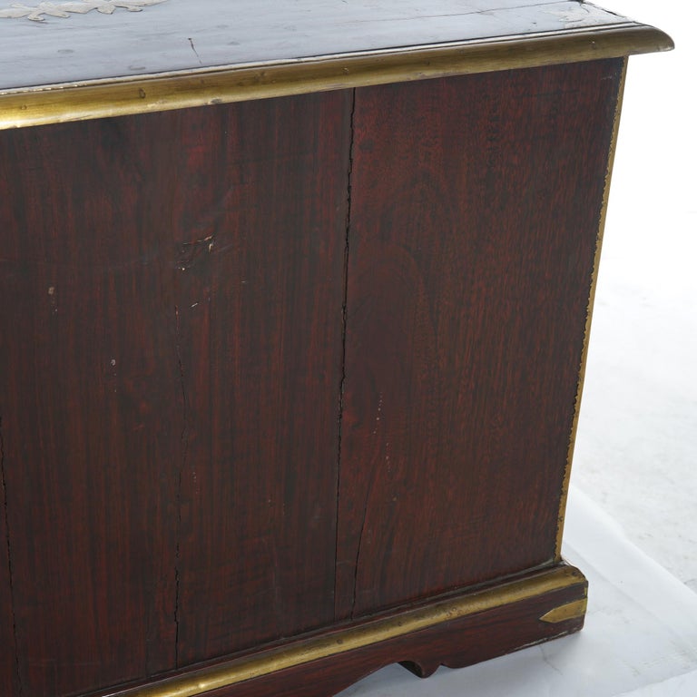 Antique Chinese Mahogany Spice Cabinet with Brass Mounts 19th C