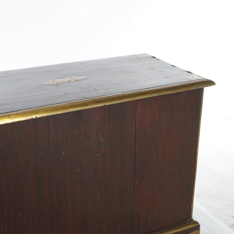 Antique Chinese Mahogany Spice Cabinet with Brass Mounts 19th C