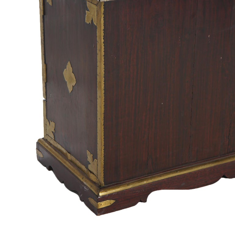 Antique Chinese Mahogany Spice Cabinet with Brass Mounts 19th C