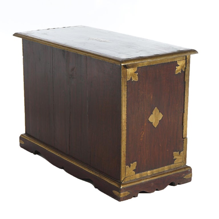 Antique Chinese Mahogany Spice Cabinet with Brass Mounts 19th C