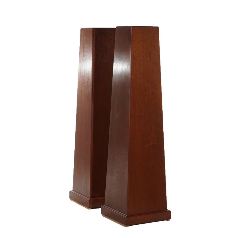 Pair of Mid Century Modern Mahogany Flare Form Sculpture Display Stands 20thC