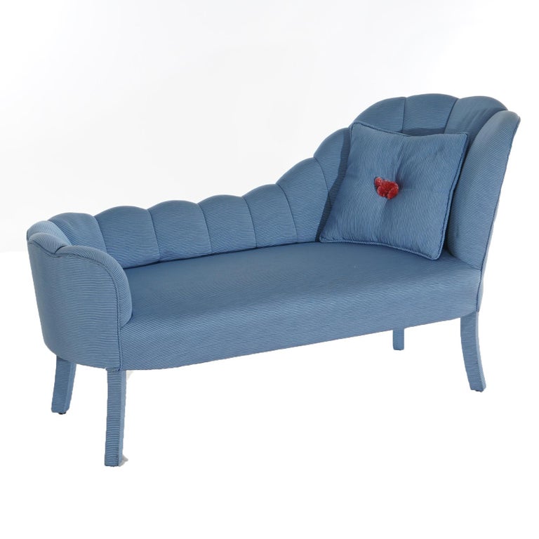 Hollywood Regency Upholstered Scallop Form Recamier 20thC