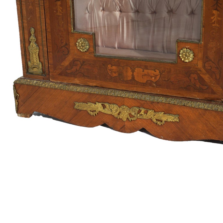 Antique French Louis XVI Style Kingwood & Ormolu Inlaid Vitrine Curio 19thC