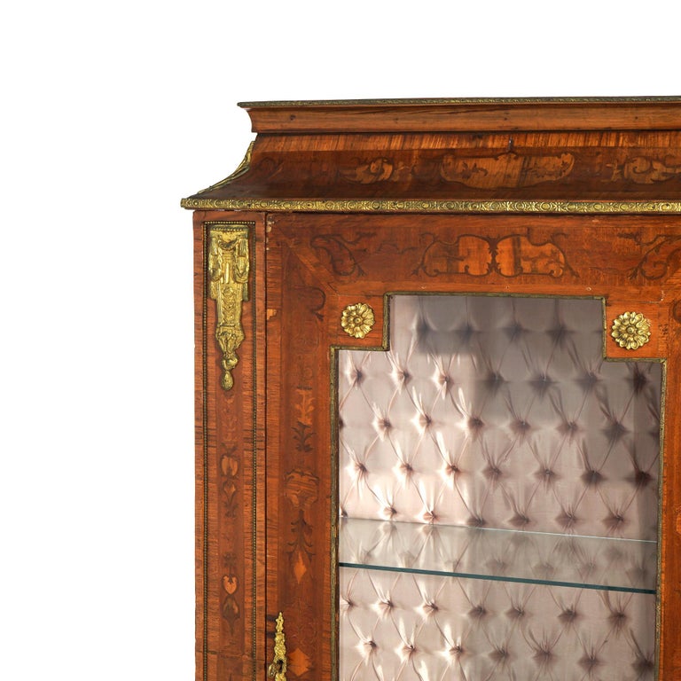 Antique French Louis XVI Style Kingwood & Ormolu Inlaid Vitrine Curio 19thC