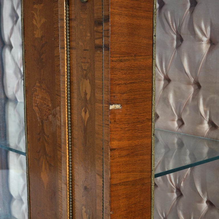 Antique French Louis XVI Style Kingwood & Ormolu Inlaid Vitrine Curio 19thC