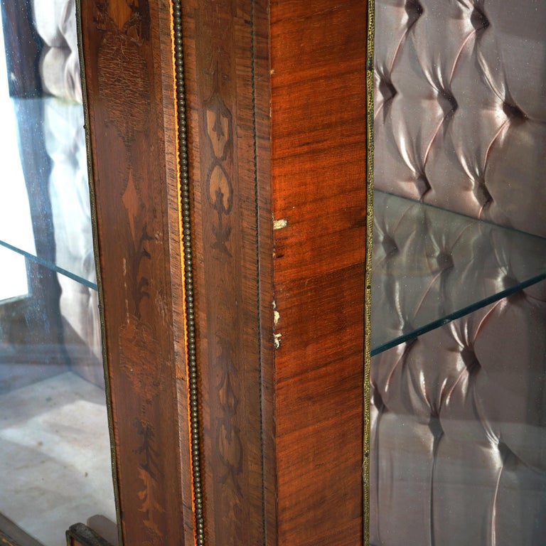 Antique French Louis XVI Style Kingwood & Ormolu Inlaid Vitrine Curio 19thC