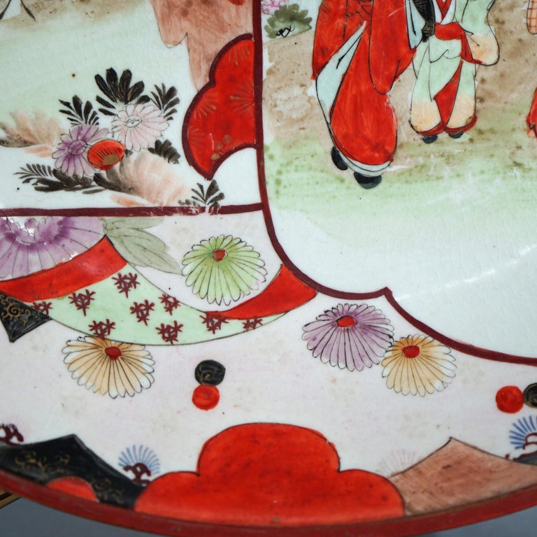 Antique Japanese Imari Porcelain Charger with Garden & Genre Scenes C1920