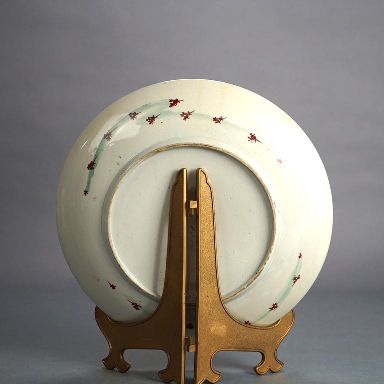 Antique Japanese Imari Porcelain Charger with Garden & Genre Scenes C1920