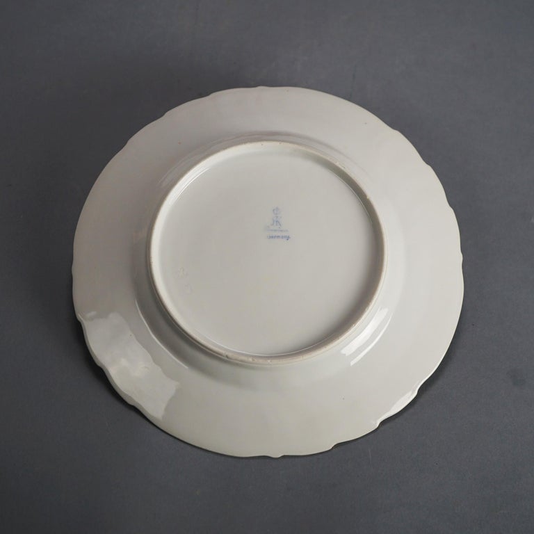 Five Antique German Dresden Porcelain Plates with Hand Painted Flowers c1900