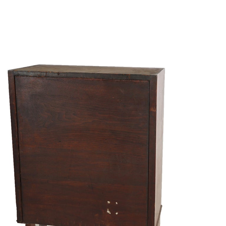 Victorian Rosewood Drop Front Desk with Inset Floral Print & Scroll Legs c1870