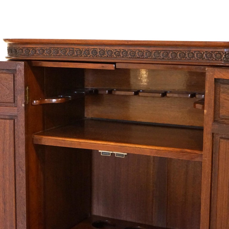 Vintage Japanese Chinoiserie Ebonized Mahogany and Inlaid Bar with Figures C1930