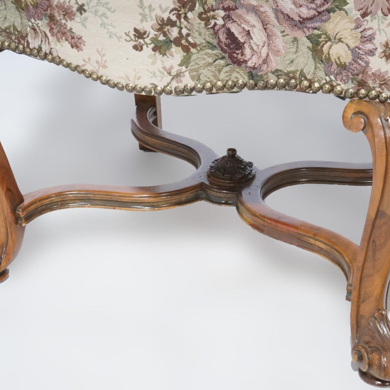 Antique Pair Italian Walnut Carved Arm Chairs, circa 1920