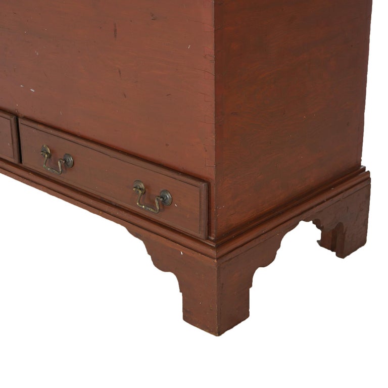 Antique Chippendale Softwood Blanket Chest with Strap Hinges C1830
