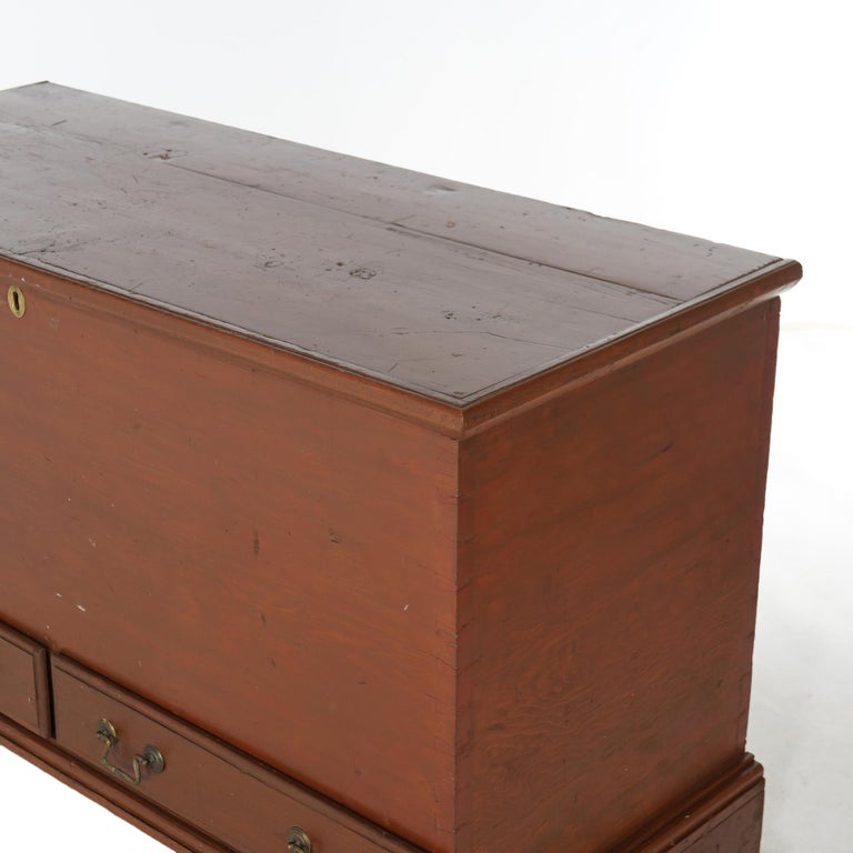 Antique Chippendale Softwood Blanket Chest with Strap Hinges C1830